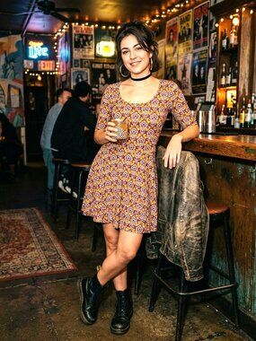 Lularoe NICOLE Womens Dress XS Multicolored Stretch, Elbow Sleeves Scoop Neck